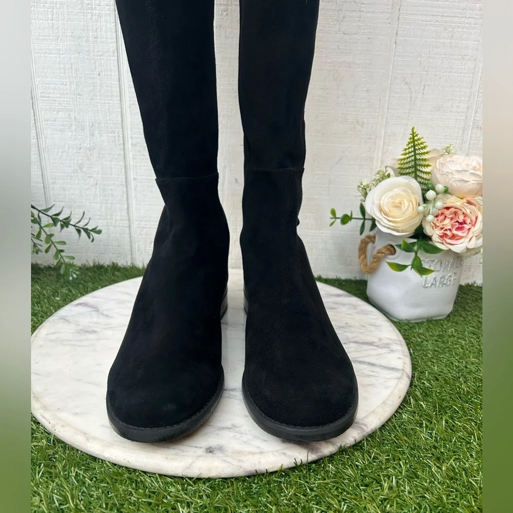 Stuart Weitzman 5050 Gisele 30MM black Suede Boots $850 Sz 7 NEW only dust bag